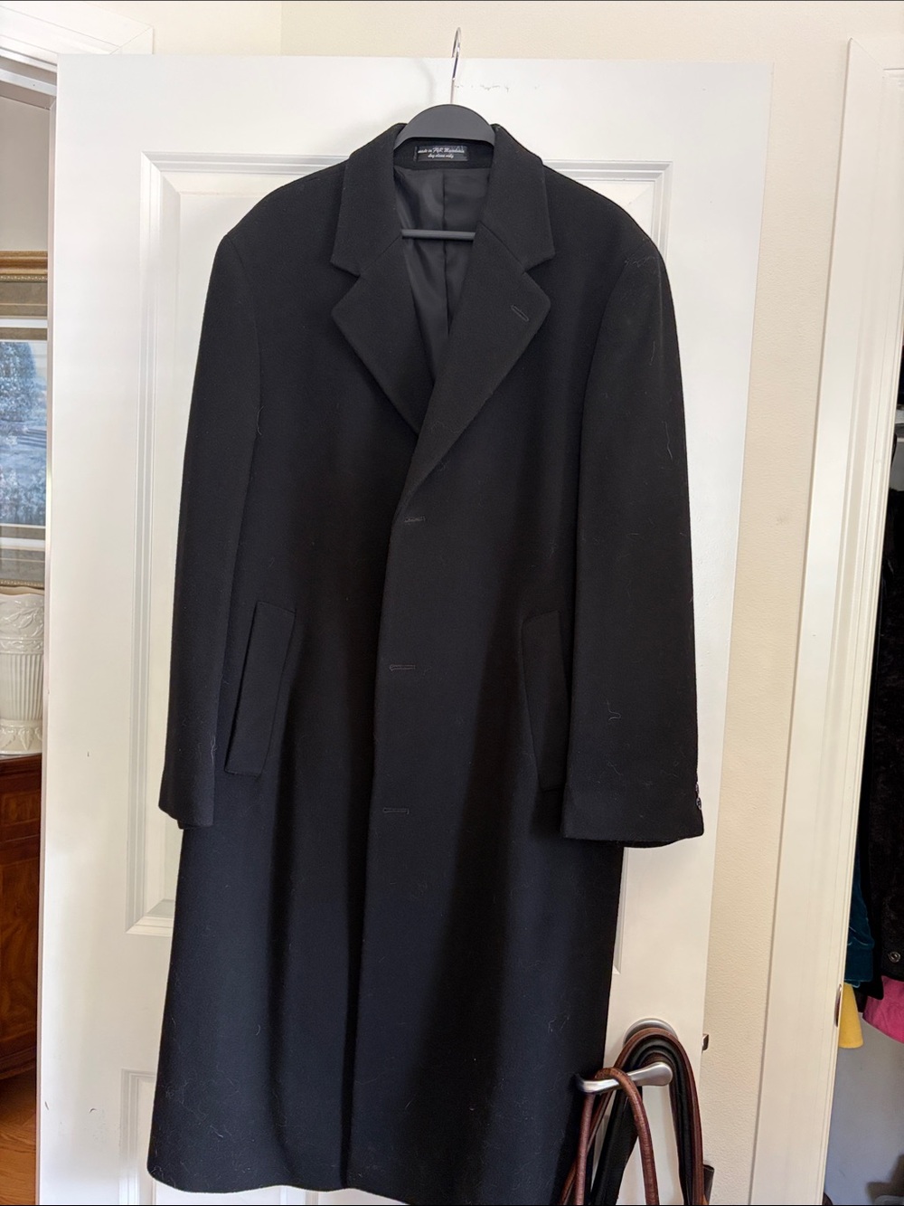 Men's Black Wool Overcoat